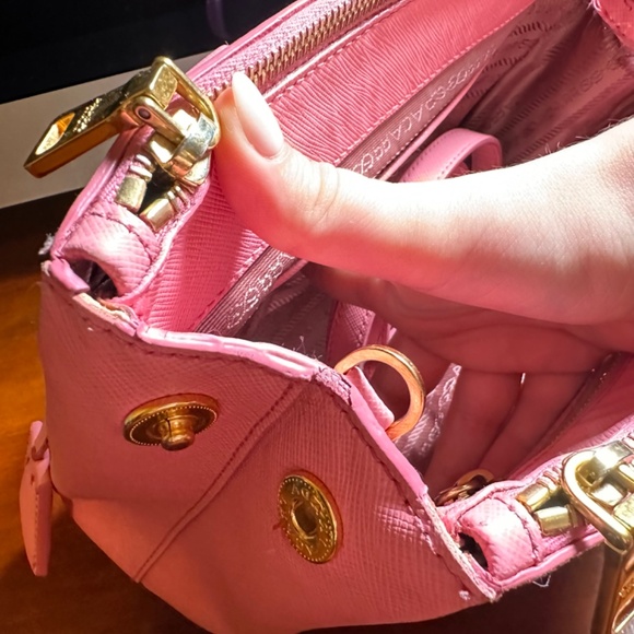 PRADA  Saffiano Lux Mini Galleria Double Zip Tote Begonia - Picture 16 of 16